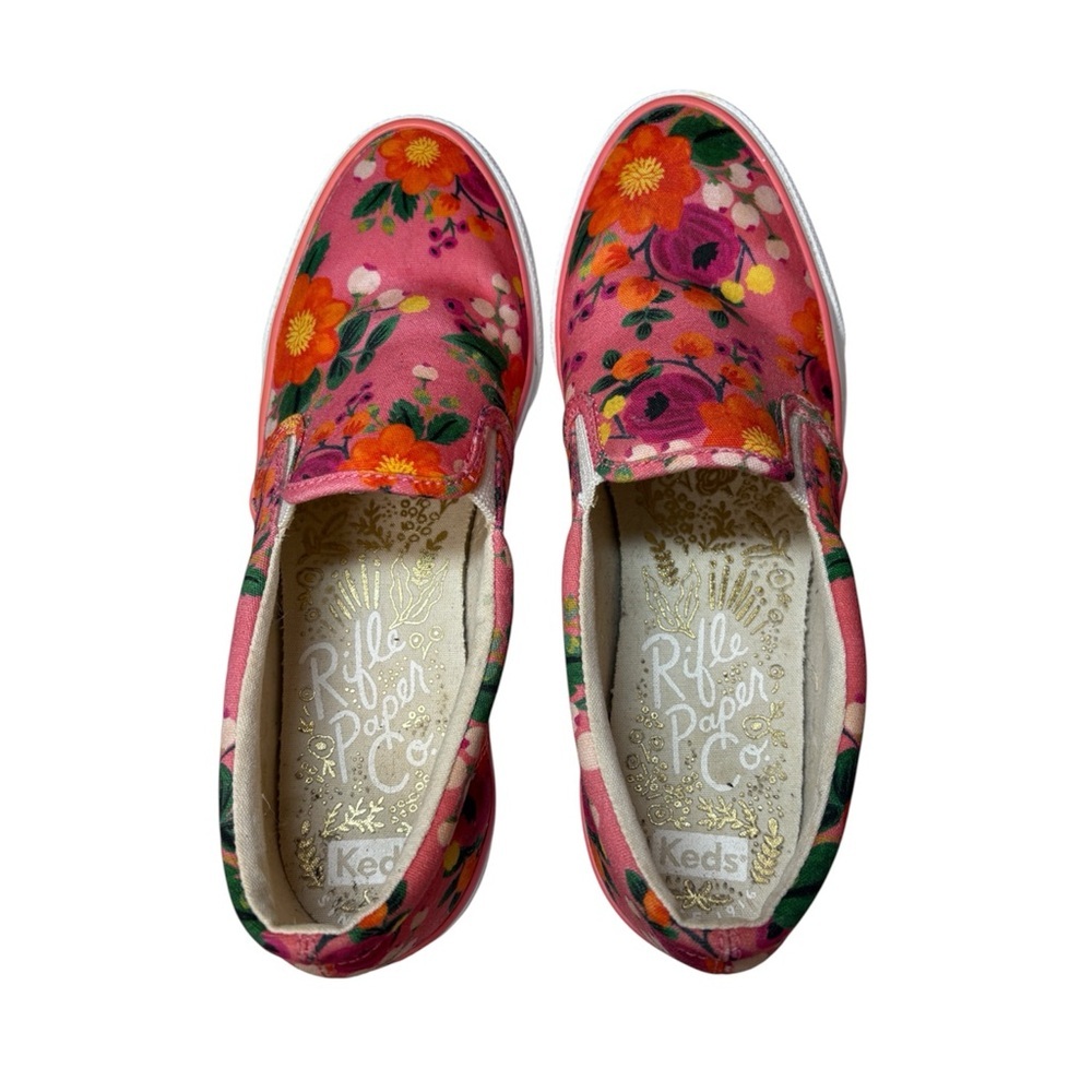 Keds X Rifle Paper Co. Anchor Slip On Vintage Blossom Pink Sneaker Women Size 9 - Picture 6 of 11